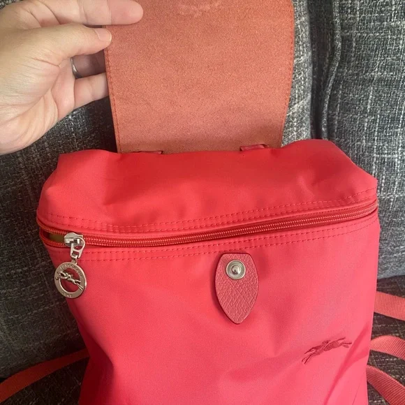 Longchamp Coral Pink Backpack Adjustable Straps - Picture 9 of 14